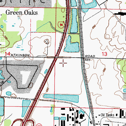 Topographic Map of Green Oaks, IL