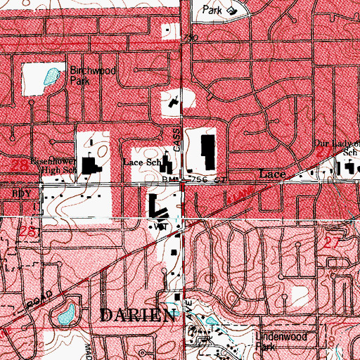 Topographic Map of Darien, IL