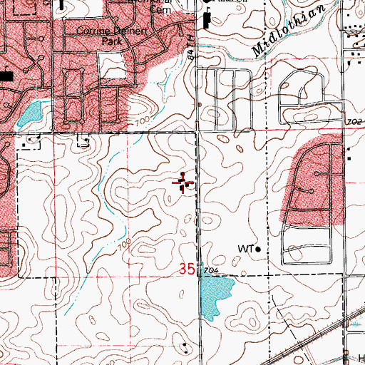 Topographic Map of Fernway, IL