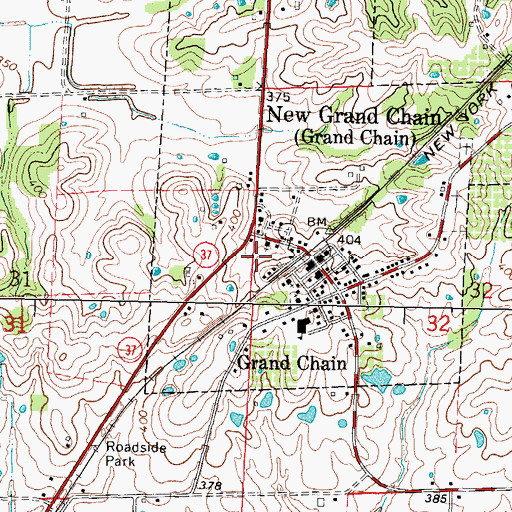 Topographic Map of Grand Chain, IL