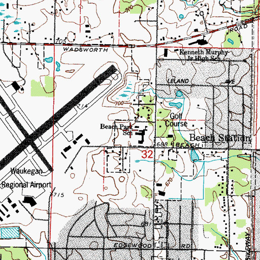 Topographic Map of Beach Park, IL