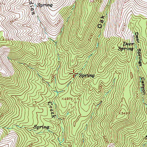 Topographic Map of Lower Oak Spring, AZ