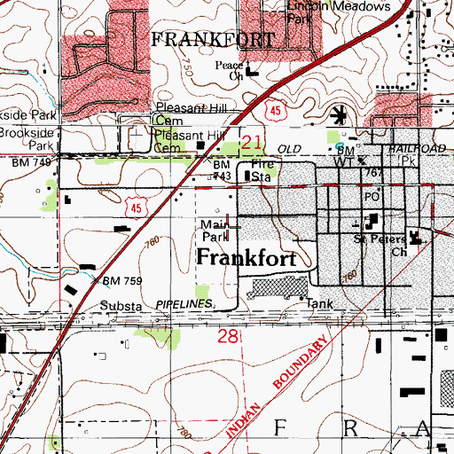 Topographic Map of Main Park, IL