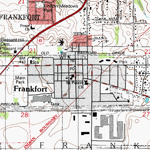 Topographic Map of Frankfort School, IL