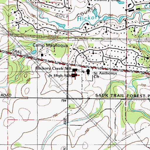 Topographic Map of Frankfort Junior High School, IL