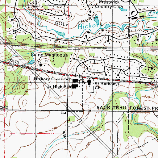 Topographic Map of Hickory Creek Elementary School, IL
