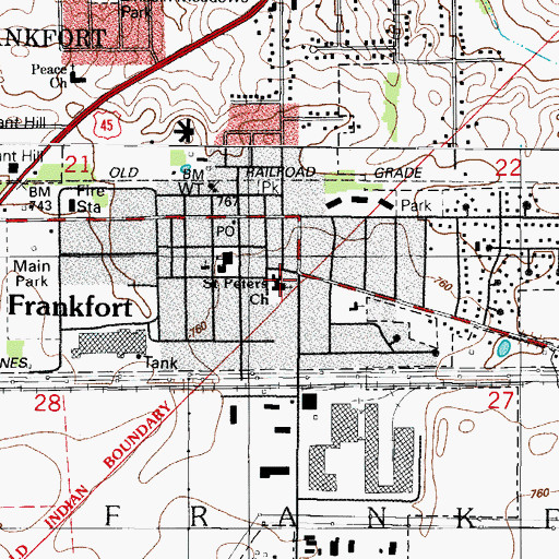 Topographic Map of Saint Peters United Church of Christ, IL