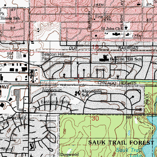 Topographic Map of Algonquin Elementary School, IL