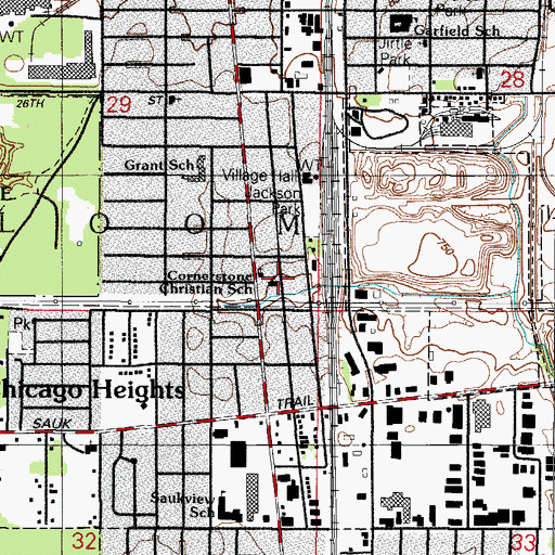 Topographic Map of Cornerstone Christian School, IL