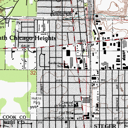 Topographic Map of Saukview School, IL