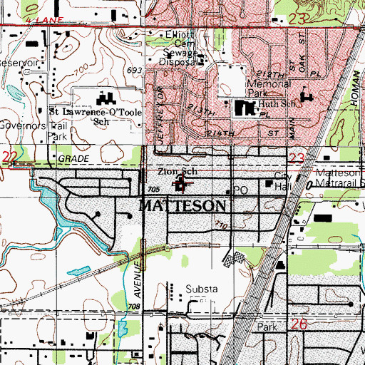 Topographic Map of Zion Church, IL