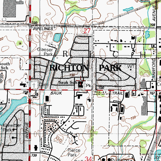 Topographic Map of Sauk Elementary School, IL