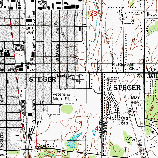 Topographic Map of Eastview Elementary School, IL