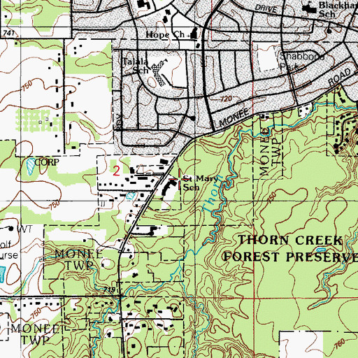 Topographic Map of Saint Mary's Church, IL