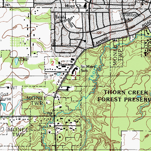 Topographic Map of Saint Mary's School, IL