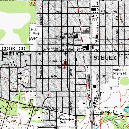 Topographic Map of Saint Liborius Church, IL