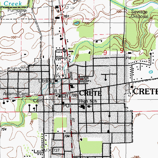 Topographic Map of Crete School, IL