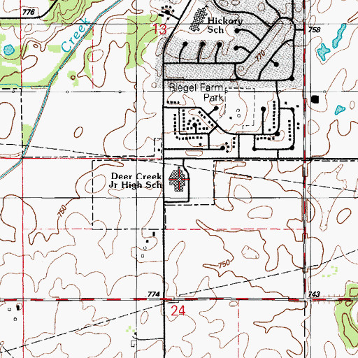 Topographic Map of Deer Creek Junior High School, IL