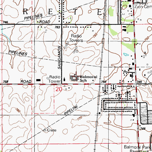 Topographic Map of Balmoral Elementary School, IL