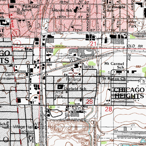 Topographic Map of Petrarca Park, IL