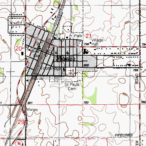 Topographic Map of Saint Paul's Cemetery, IL