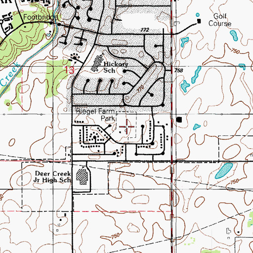 Topographic Map of Riegel Farm Park, IL