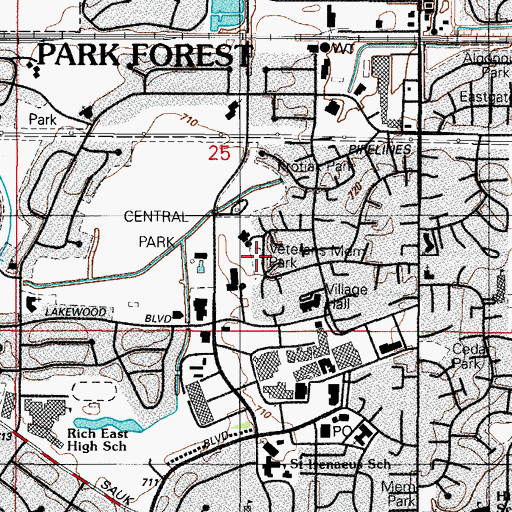 Topographic Map of Veterans Memorial Park, IL