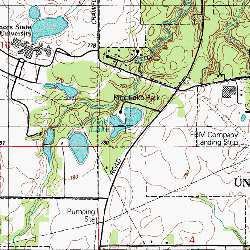 Topographic Map of Pine Lake, IL
