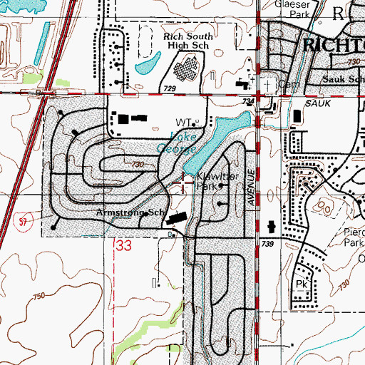 Topographic Map of Klawitter Park, IL