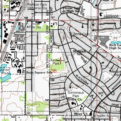 Topographic Map of Keokuk Park, IL