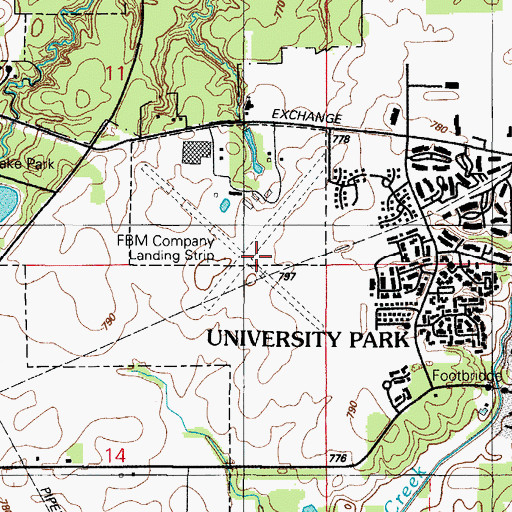 Topographic Map of FBM Company Landing Strip (historical), IL