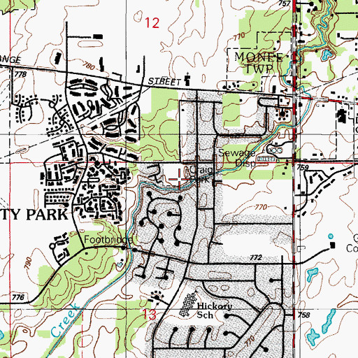 Topographic Map of Craig Park, IL