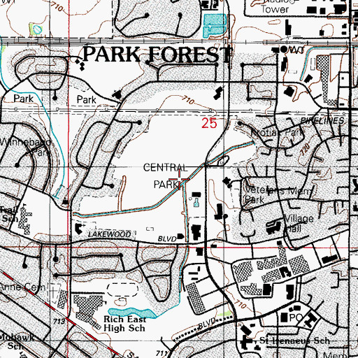 Topographic Map of Central Park, IL