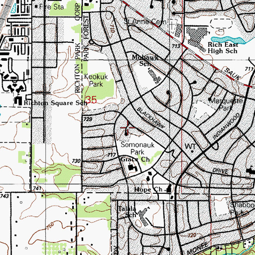 Topographic Map of Somonauk Park, IL