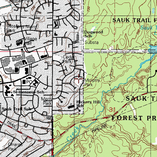 Topographic Map of Murphy Park, IL