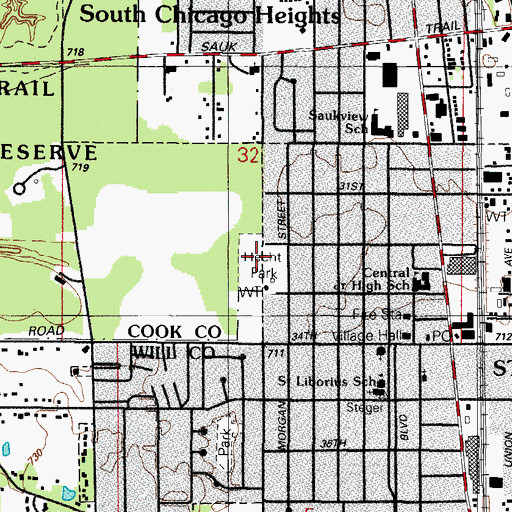 Topographic Map of Hecht Park, IL