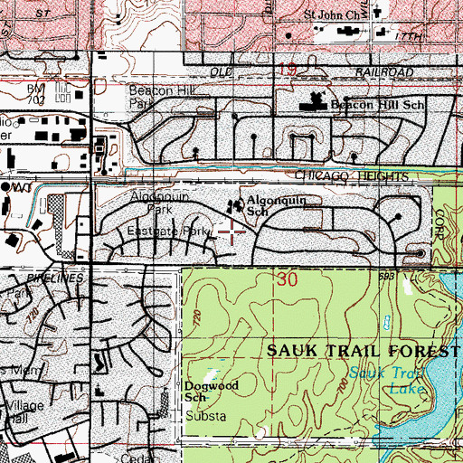 Topographic Map of Eastgate Park, IL
