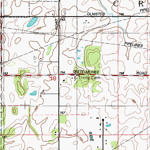 Topographic Map of Black Walnut Cemetery, IL