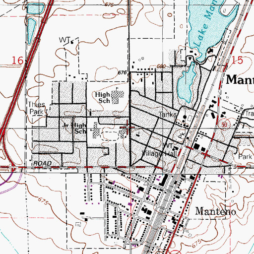 Topographic Map of Manteno School, IL