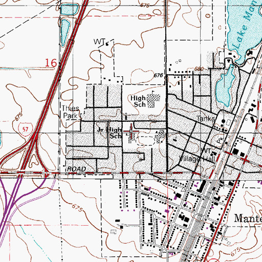 Topographic Map of Manteno Junior High School, IL
