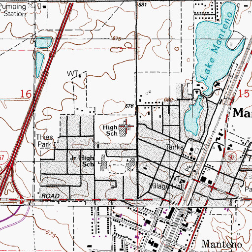 Topographic Map of Manteno High School, IL