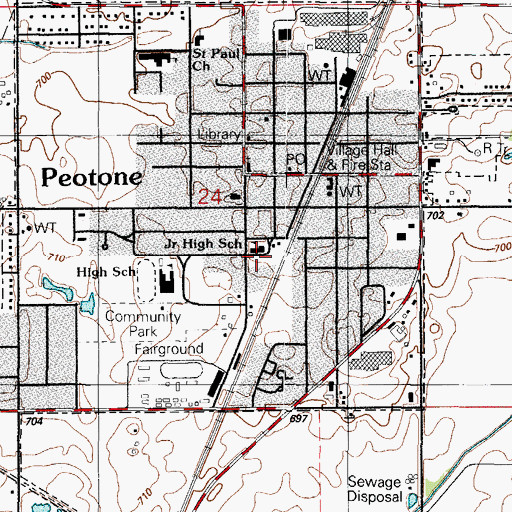 Topographic Map of Peotone Junior High School, IL