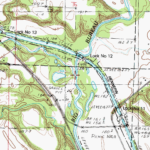 Topographic Map of West Bureau Creek, IL