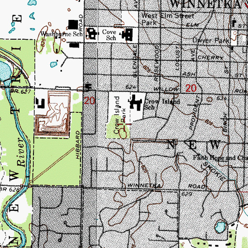 Topographic Map of Crow Island, IL