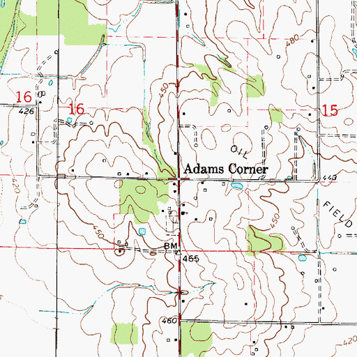 Topographic Map of Adams Corner, IL