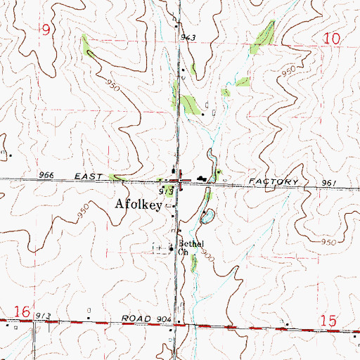 Topographic Map of Afolkey, IL