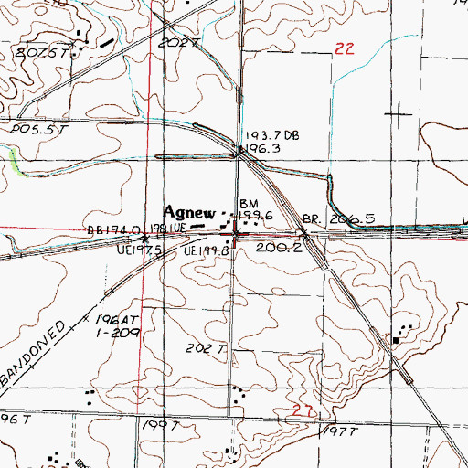 Topographic Map of Agnew, IL