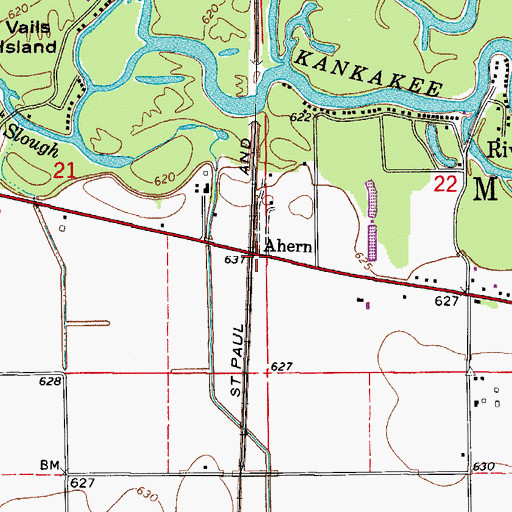 Topographic Map of Ahern, IL
