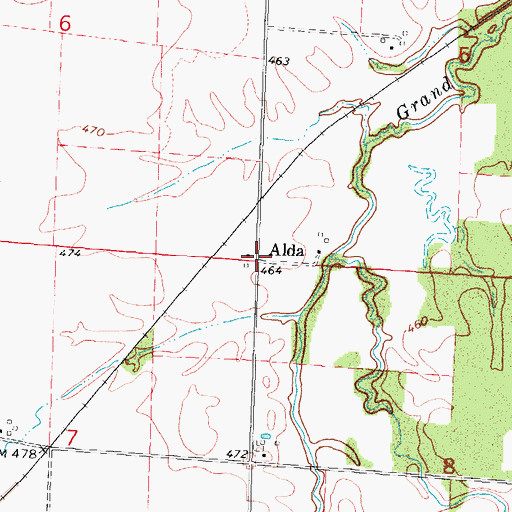 Topographic Map of Alda, IL