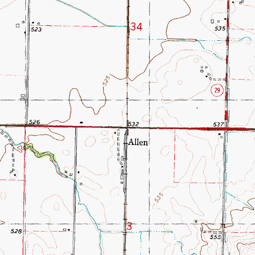 Topographic Map of Allen, IL